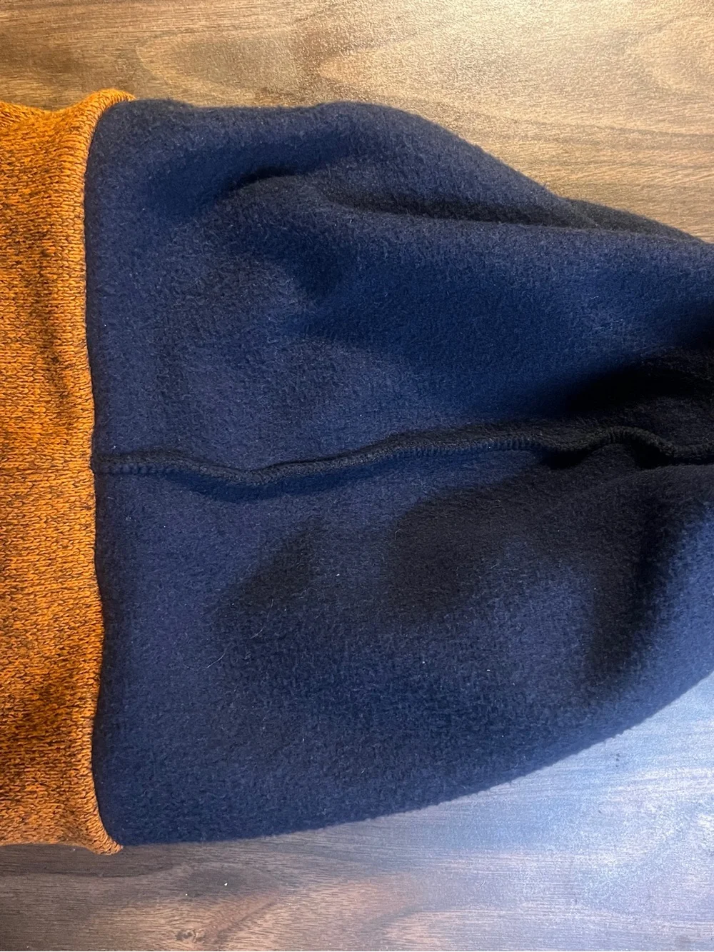 Men's Two-Tone Knit Face Mask Hood (Balaclava) - Navy & Olive (THE brand)